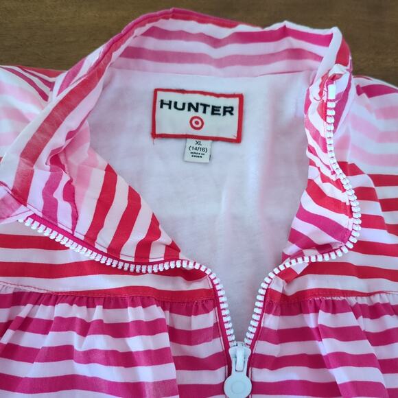 Hunter For Target Girls Windbreaker bubble Jacket Size XL 14-16 Red Pink Striped - Picture 3 of 7